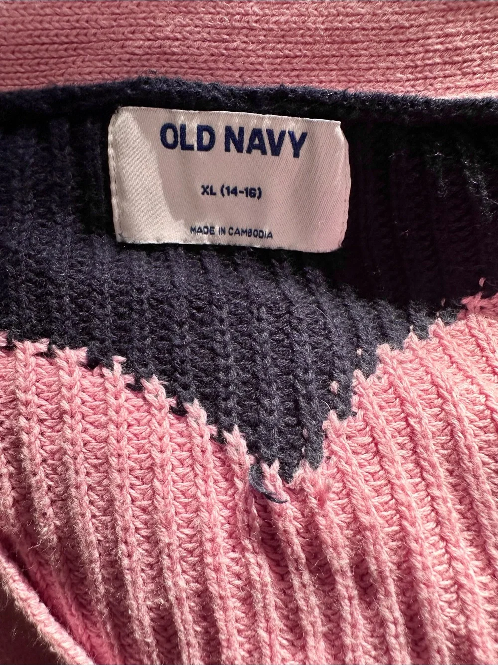 Girls’ Navy and Pink Heart Cardigan